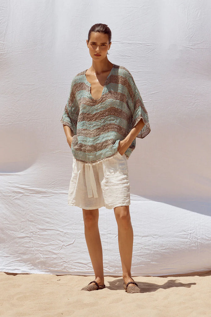 Miramare Top  Chocolate Turquoise