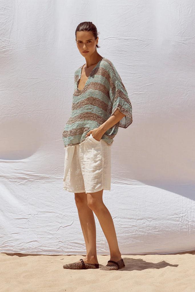 Miramare Top  Chocolate Turquoise