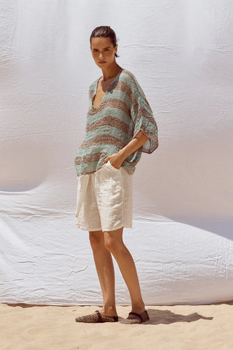 Miramare Top  Chocolate Turquoise