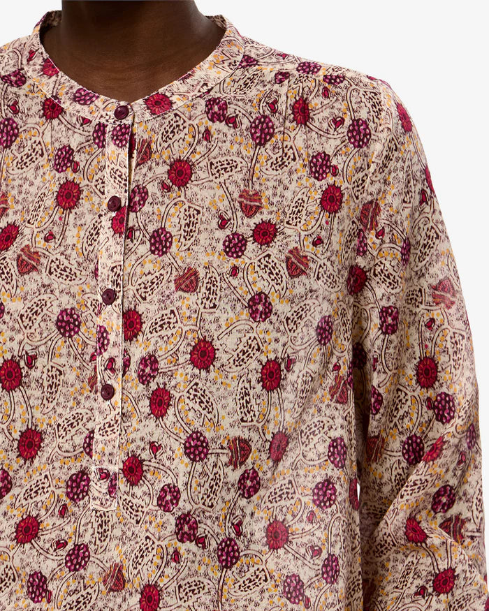 Maria Blouse Ecru Raspberry