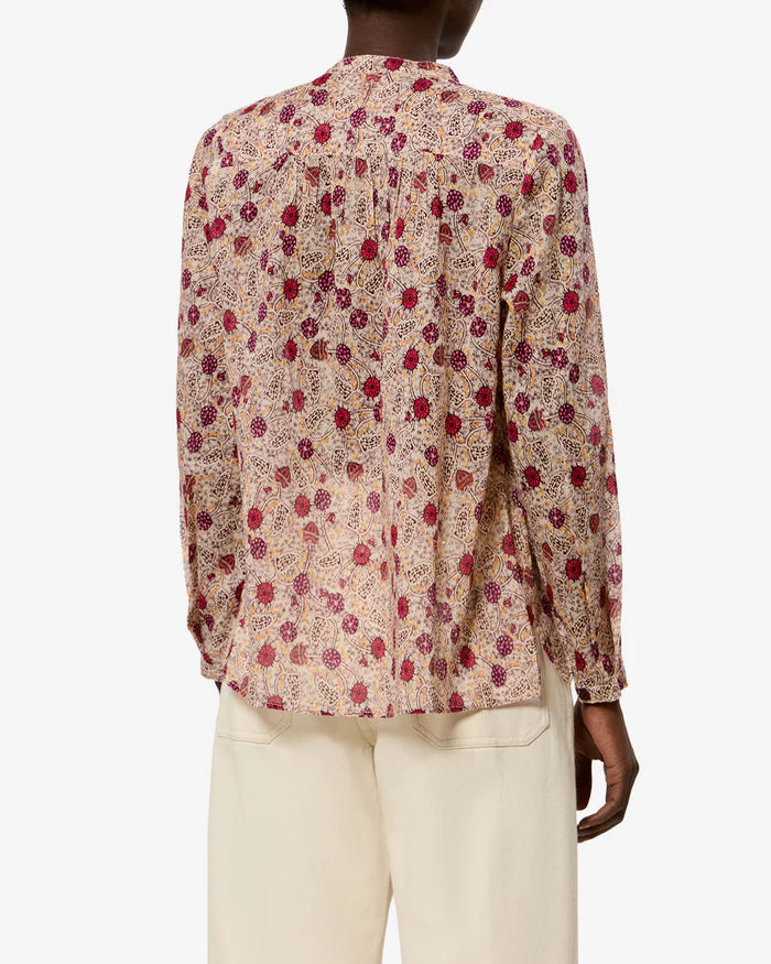 Maria Blouse Ecru Raspberry