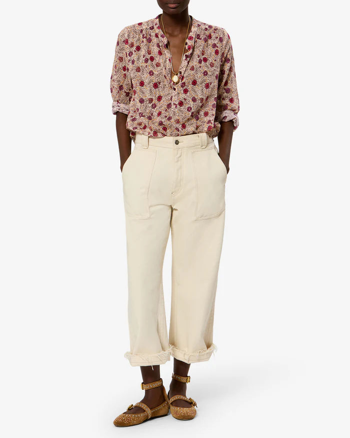 Maria Blouse Ecru Raspberry