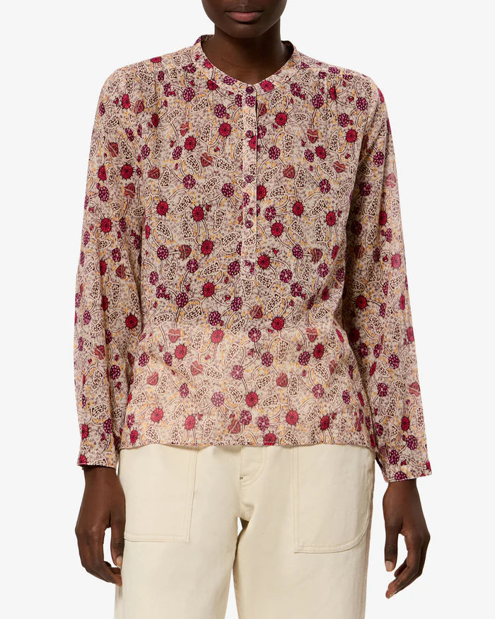 Maria Blouse Ecru Raspberry