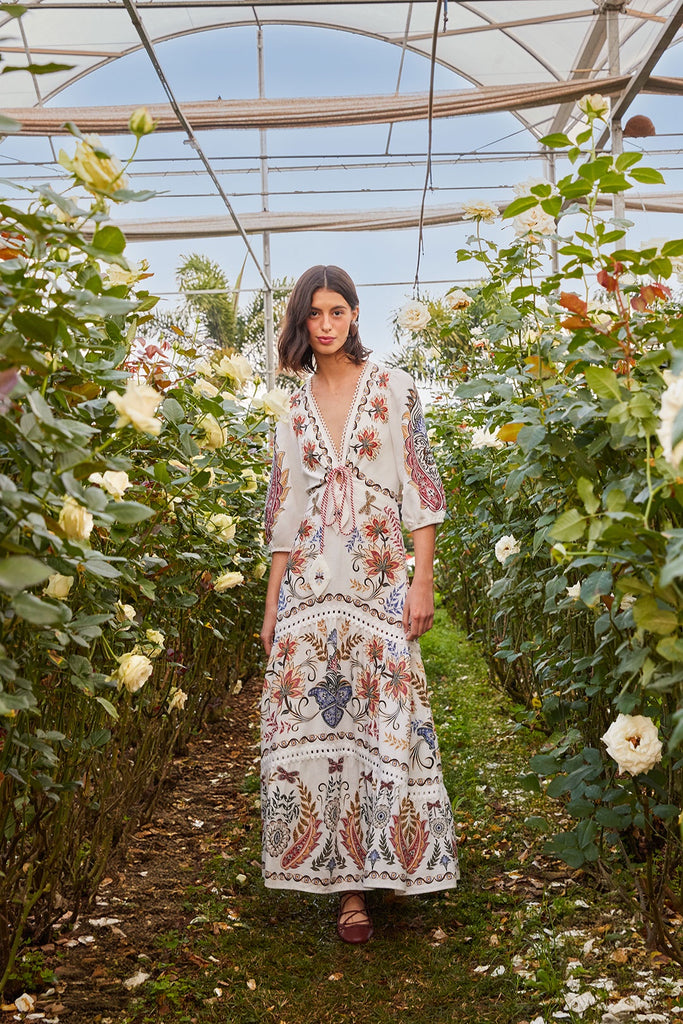 Boho Glam Off-White Maxi Dress