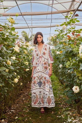 Boho Glam Off-White Maxi Dress