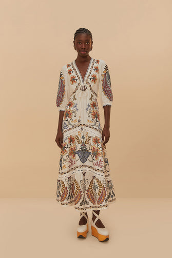 Boho Glam Off-White Maxi Dress