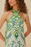 Tropical Tapestry Halter Neck Maxi Dress