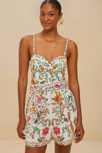 Delicate Forest Off-White Romper