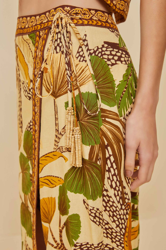 Foliage Sketch Sand Midi Skirt