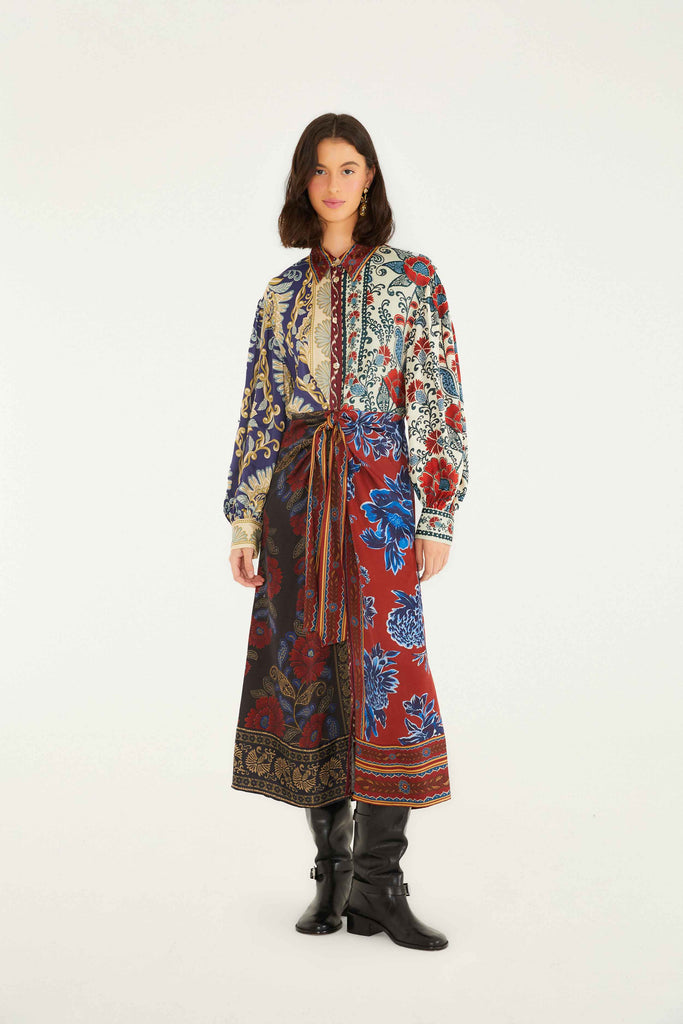 Mix Print Midi Dress