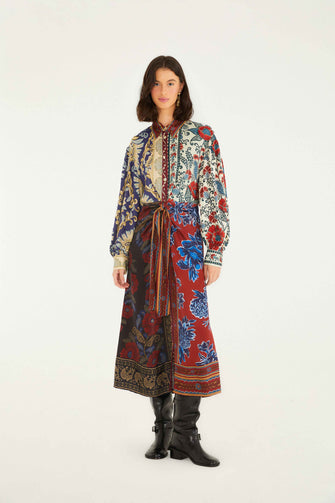 Mix Print Midi Dress