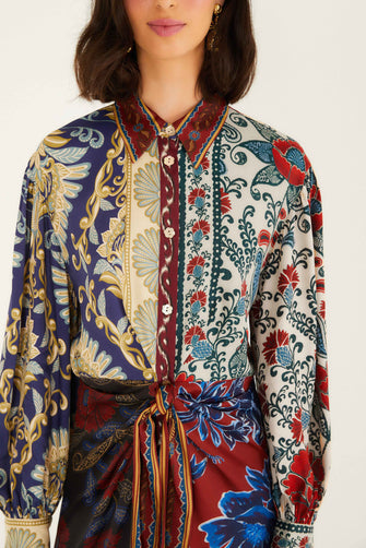 Mix Print Midi Dress