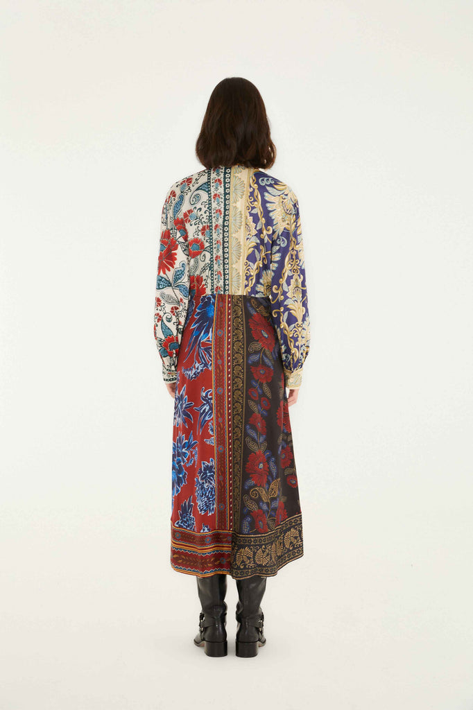 Mix Print Midi Dress