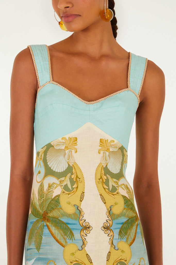 Royal Sea Sleeveless Maxi Dress