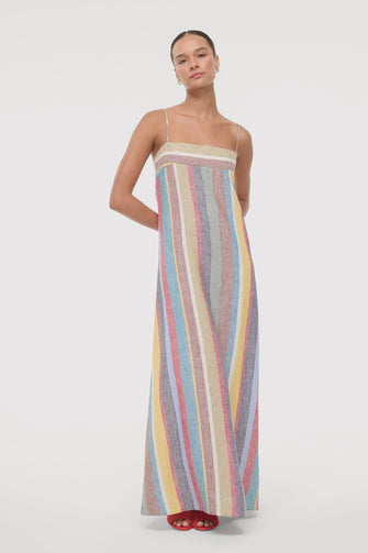 Laura Linen Dress Market Stripe