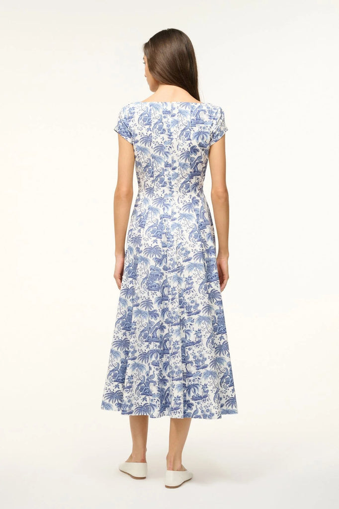 Short Sleeve Wells Dress Blue Toile