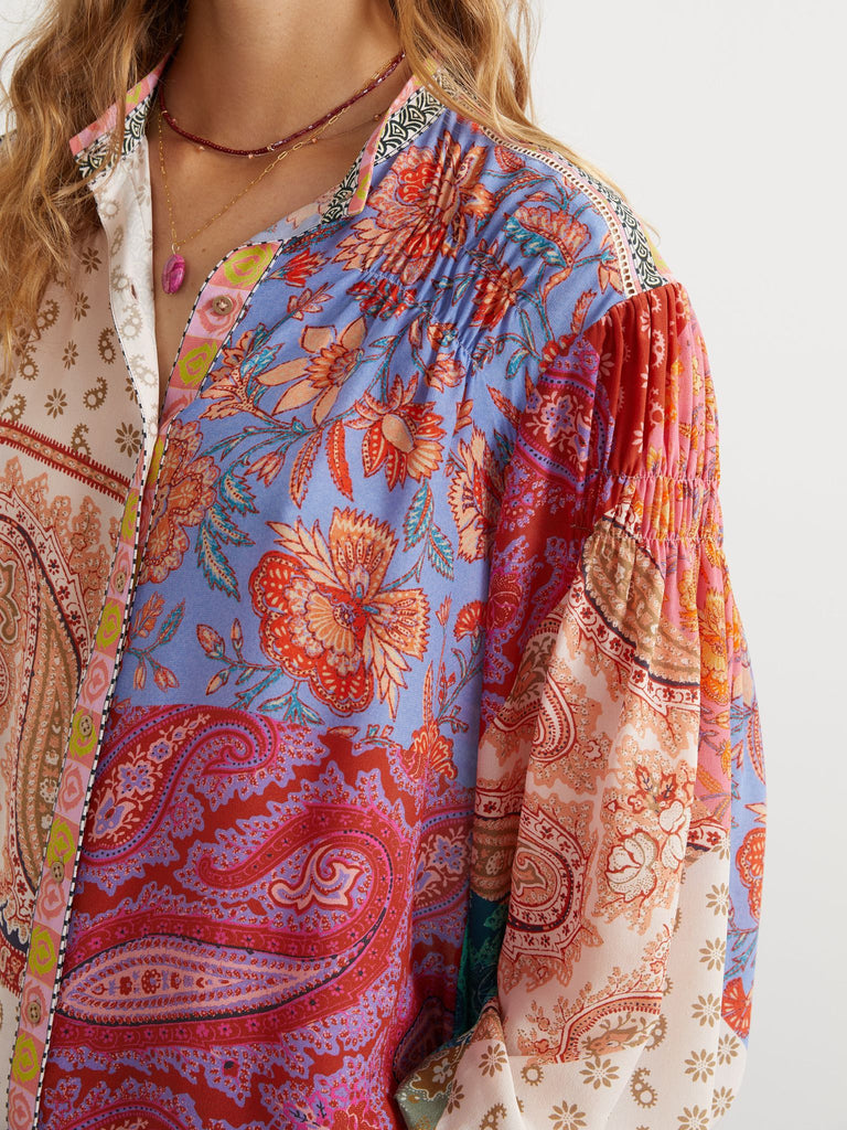 Kaleido Silk Smock Shirt