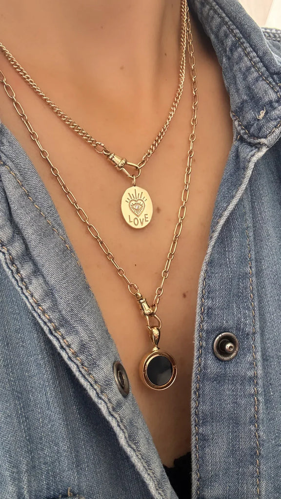 Love Pendant Oval Medallion with diamond