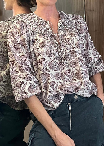 Florelle Long Sleeve Cotton Blouse Meadow