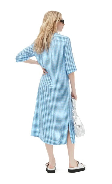 Calvin klein gingham printed midi sale dress