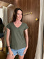 Jillian V Neck Tee Elm