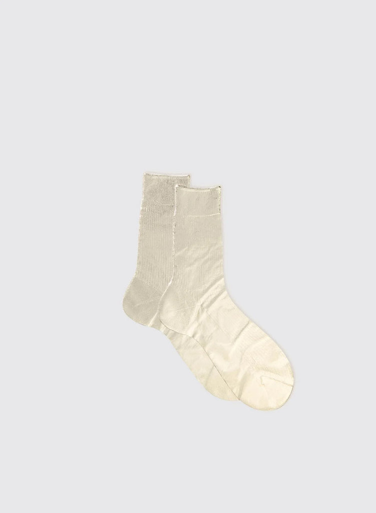 Metallic Ribbed Socks Platino Gold