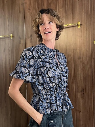 Elvie Short Sleeve Cotton Top Zinnia