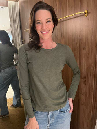 Lizzie O Neck Long Sleeve Tee Elm