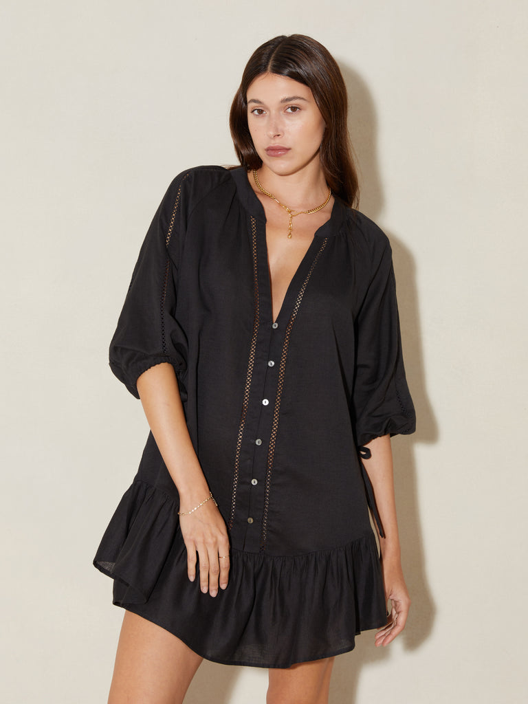 La Ponche Frill Dress Black