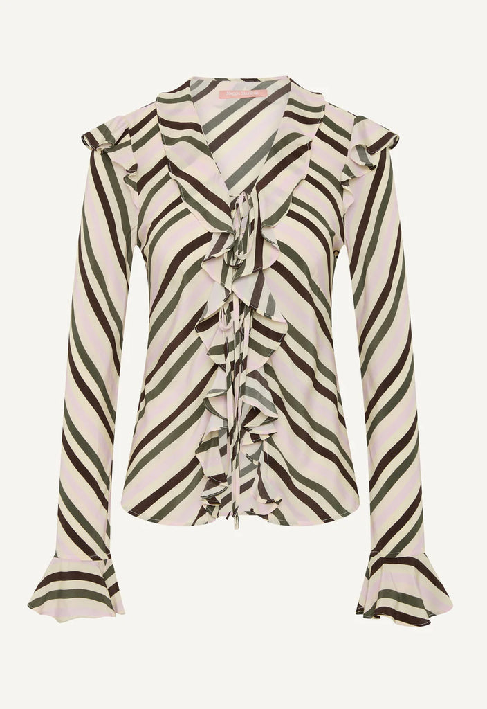 Cool About it Top Olive and Petal Stripe