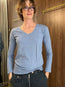 Blaire V Neck Long Sleeve Tee Ceramic Blue