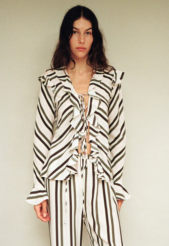 Cool About it Top Olive and Petal Stripe