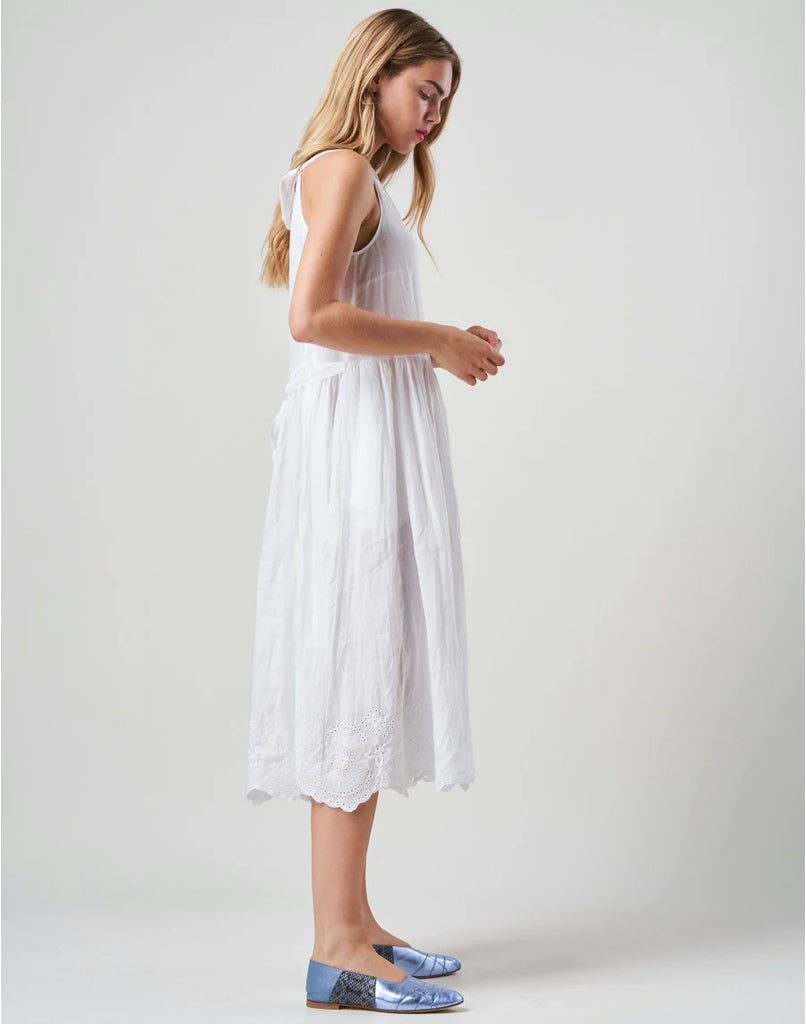 Invitation Dress Sleeveless Embroidered Dress White