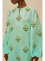 Turquoise Palm Tree Embroidery Tunic