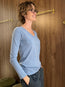 Blaire V Neck Long Sleeve Tee Ceramic Blue