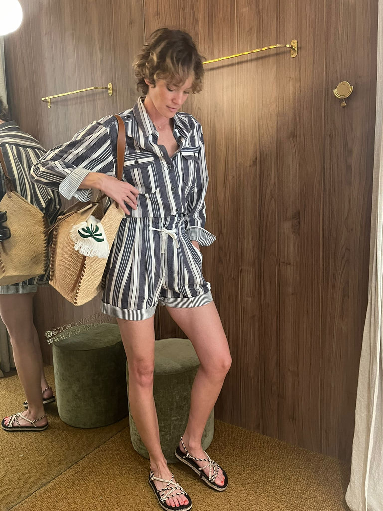 Nirma Shorts Ecru Blue Stripe