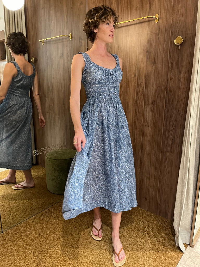 Emmaretta Dress Blue Garden Bloom