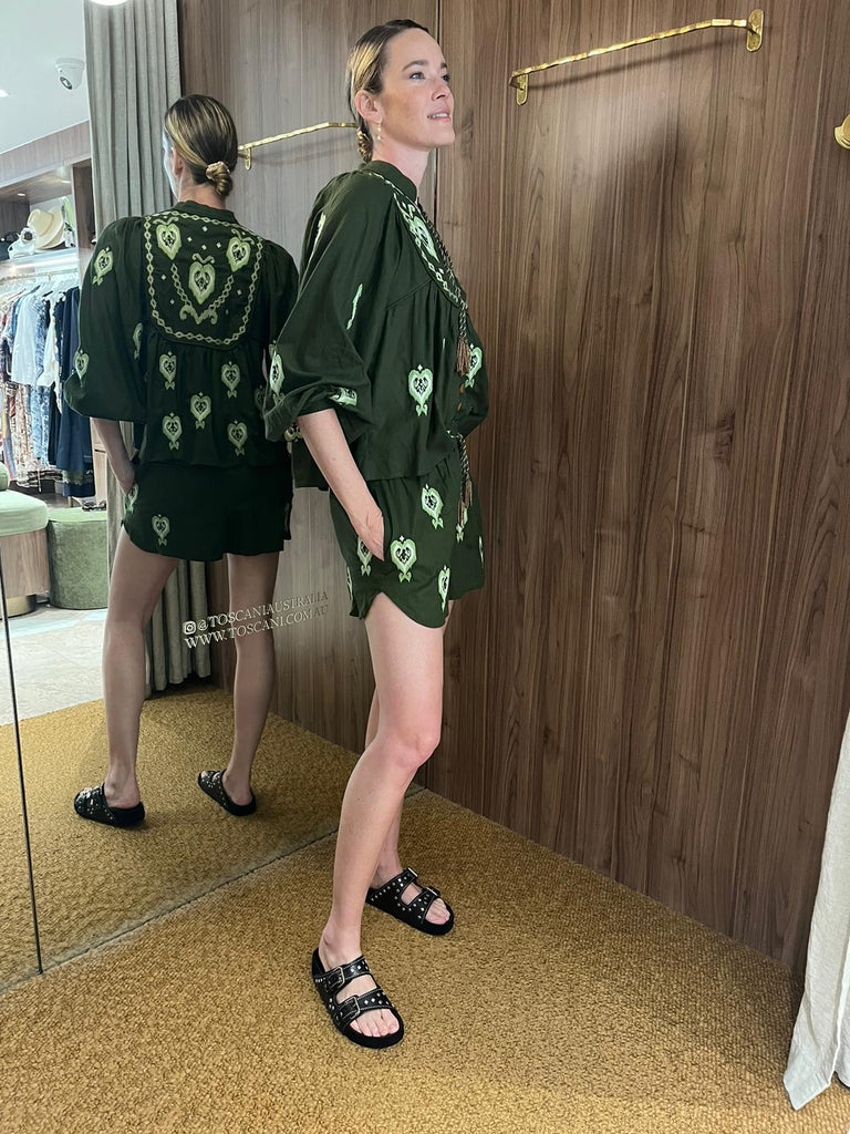 Heart Tapestry Embroidered Blouse