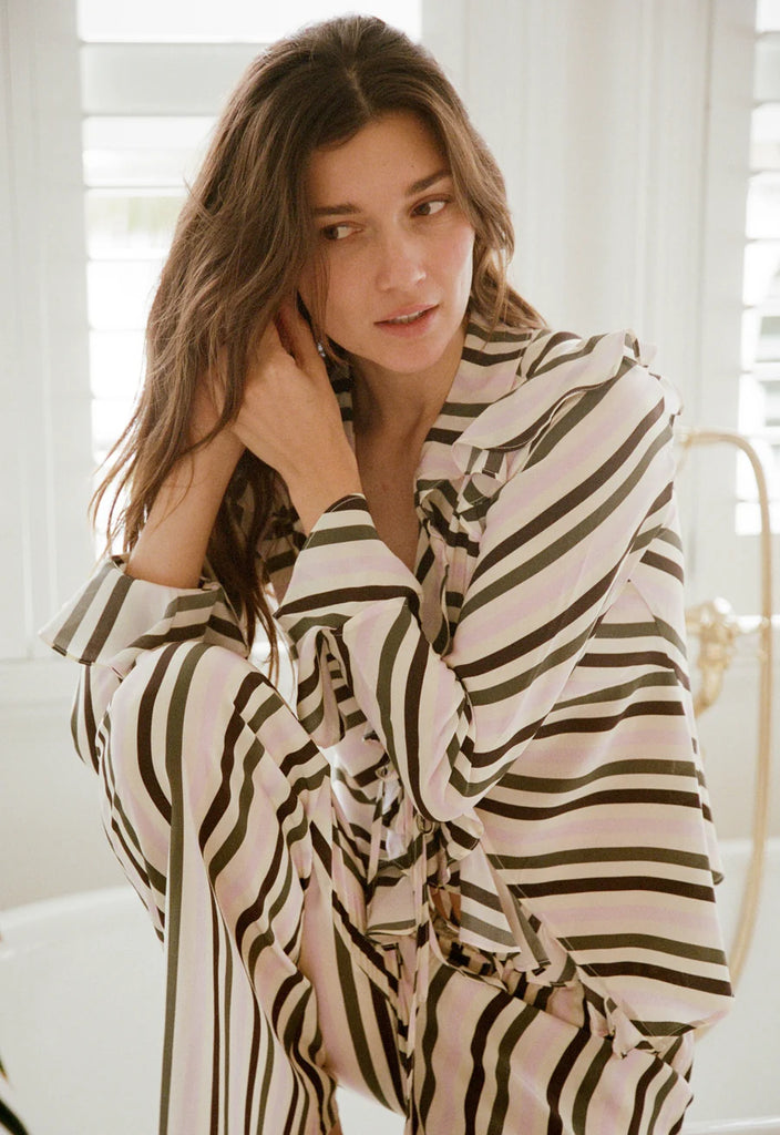 Cool About it Top Olive and Petal Stripe