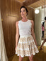 Embroidered Mini Skirt White Gold