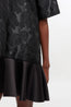Satin Cloque V Neck Mini Dress