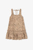 Printed Stretch Cotton U-neck Mini Dress Burro