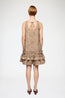 Printed Stretch Cotton U-neck Mini Dress Burro
