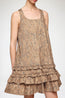 Printed Stretch Cotton U-neck Mini Dress Burro