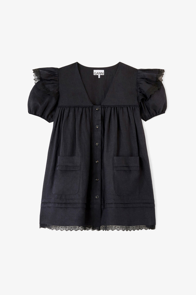 Mini Dress Black Linen