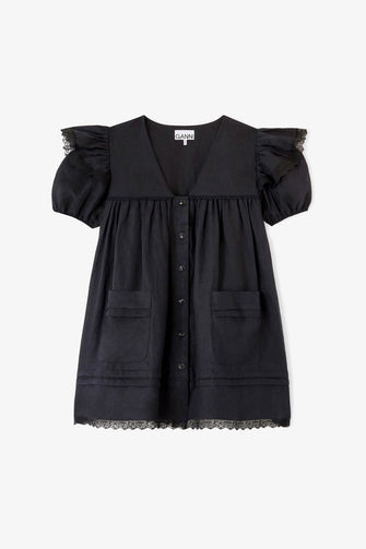 Mini Dress Black Linen