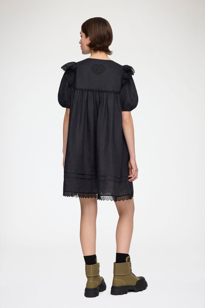 Mini Dress Black Linen