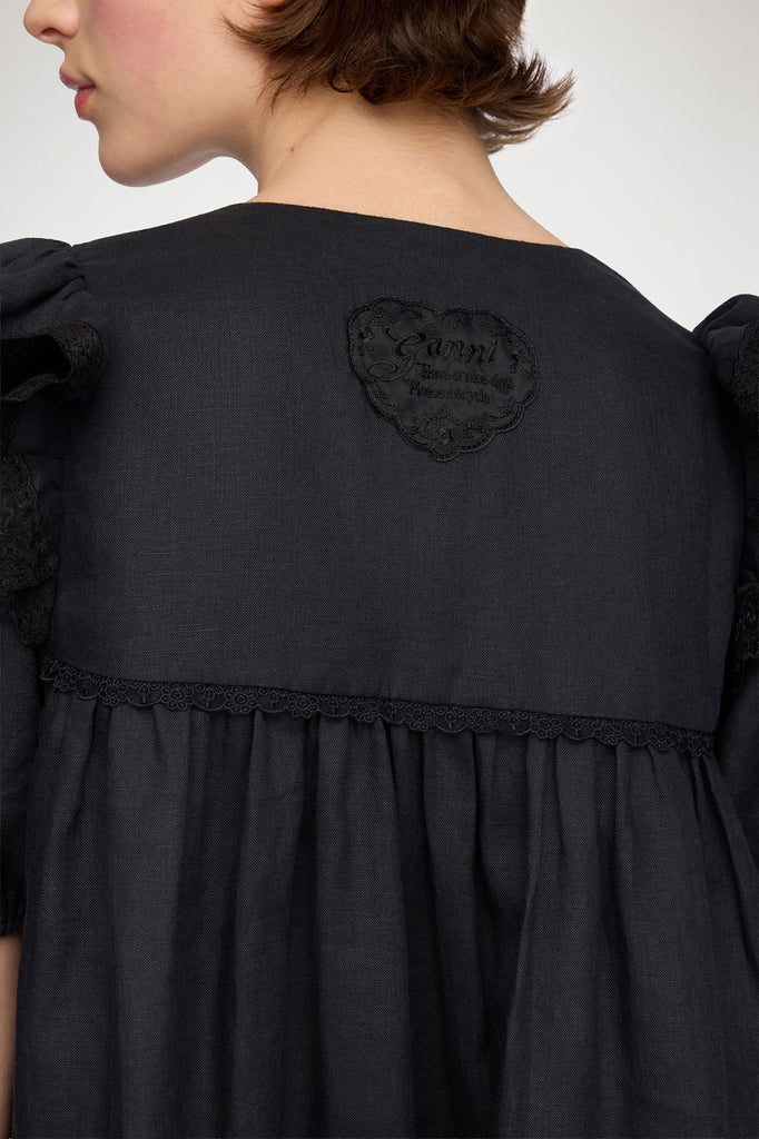 Mini Dress Black Linen