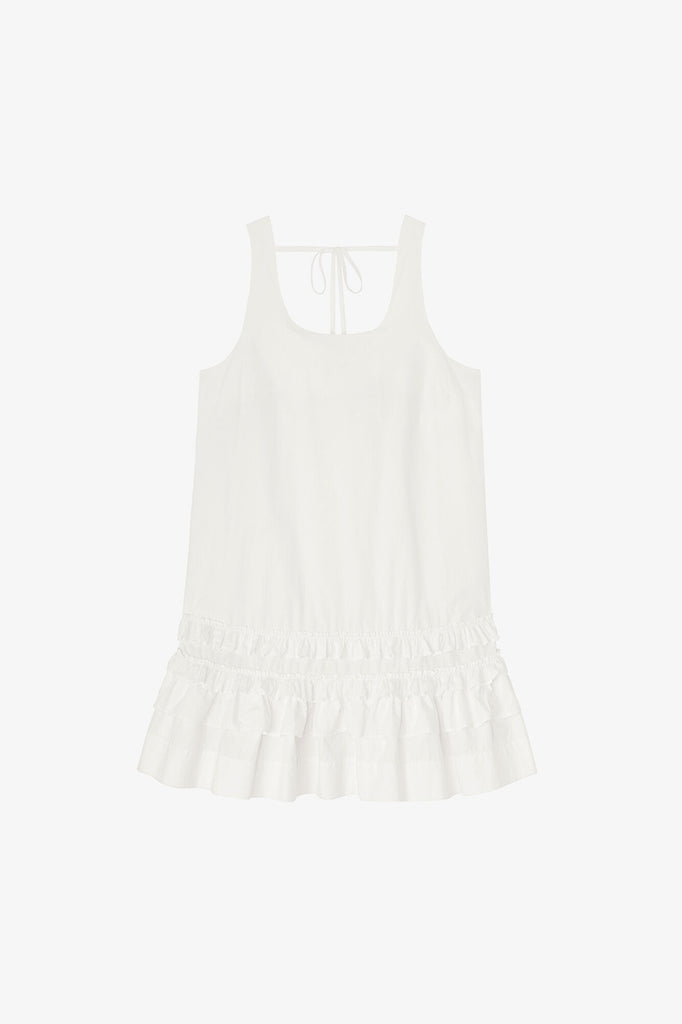Cotton Poplin U-Neck Mini Dress White