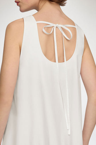 Cotton Poplin U-Neck Mini Dress White